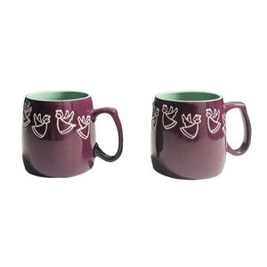 Fabulous Home Set of 2 Mugs 18oz Purple Angel Embossed Holiday Christmas